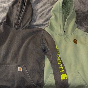 Carhartt Gray and Light Green Hooded Sweaters